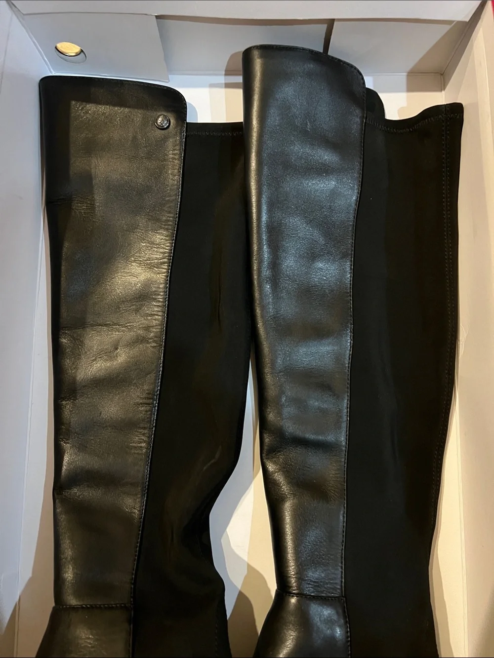 Vince Camuto Black Over-the-Knee Leather & Stretch Panel Boots